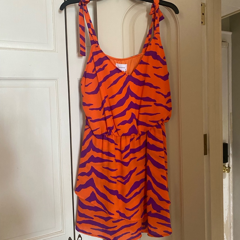 Clemson Orange and Purple Tiger Print Romper